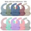 Waterproof Silicone Baby Bib - Stain-Resistant, Food Pocket Included, Customizable with LOGO.