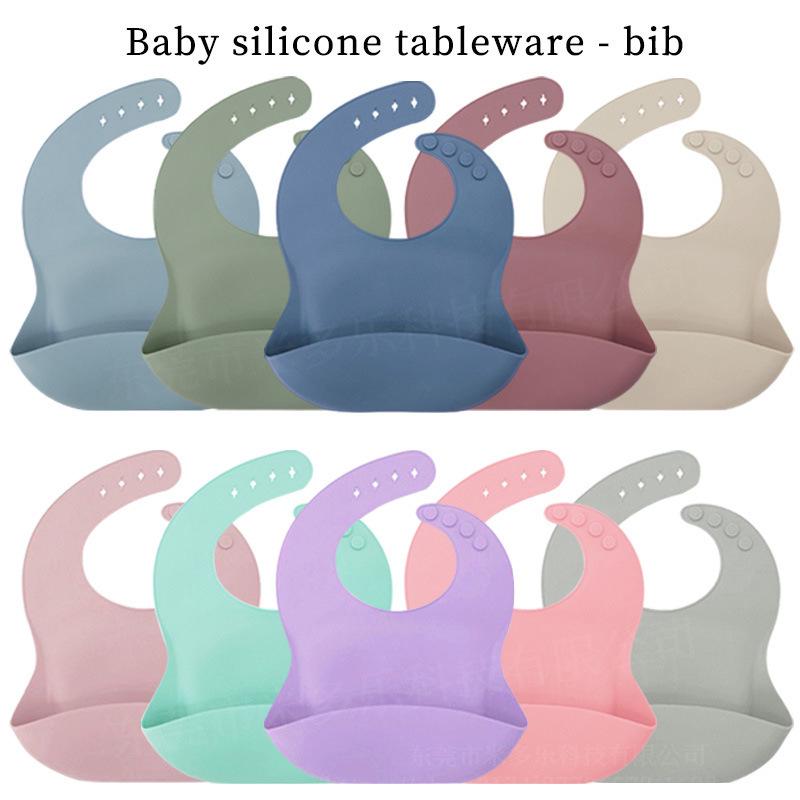 Bavaglino Impermeabile in Silicone per Bambini - Resistente alle Macchie, Tasca Raccogli Cibo Inclusa, Personalizzabile con LOGO.