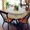Yizunnu Beige 51-inch Diameter Round Handmade Crochet Tablecloth (Size Customizable)