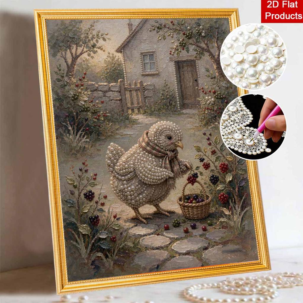 DIY 3D Pearl Diamond Painting Art Set Cute Bird Harvesting Berries Home Decor Art Set Wall Art