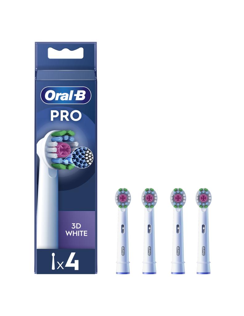 Oral-B | Replacement Toothbrush Heads | EB18-4 3D White Pro | Heads | For Adults | Number of brush heads in the set: 4 | White