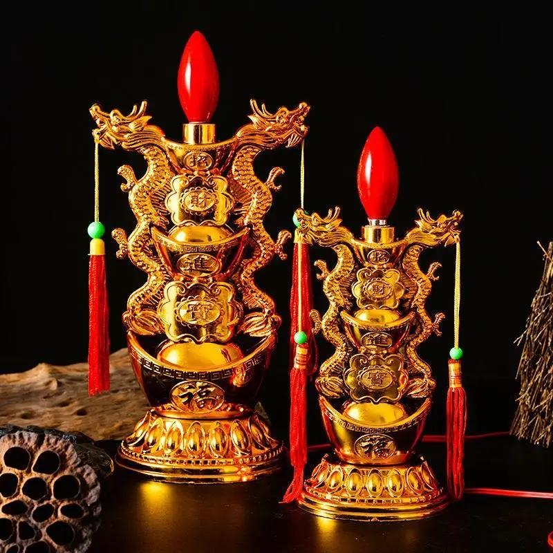 Electronic Detachable Candle, Buddhist Prayer Lamp, LED Bulb, God of Wealth Lamp, Dragon and Phoenix Lamp, Safety Plug