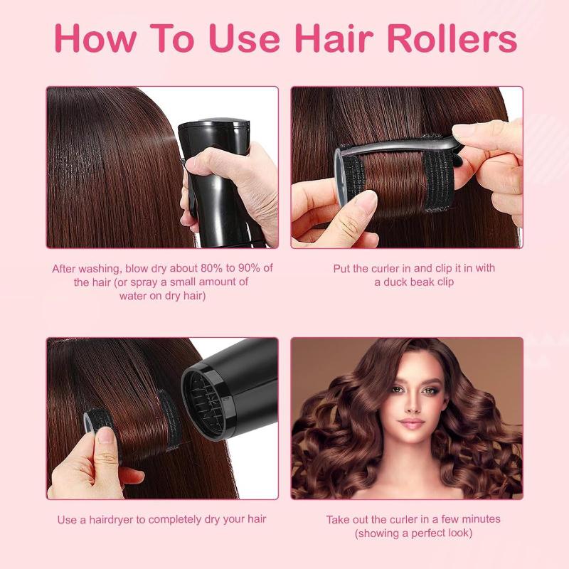 Self Grip Hair Rollers With Duckbill Clips For Bangs And Root Volume, Reusable Curling Tools For Daily Home Hair Styling