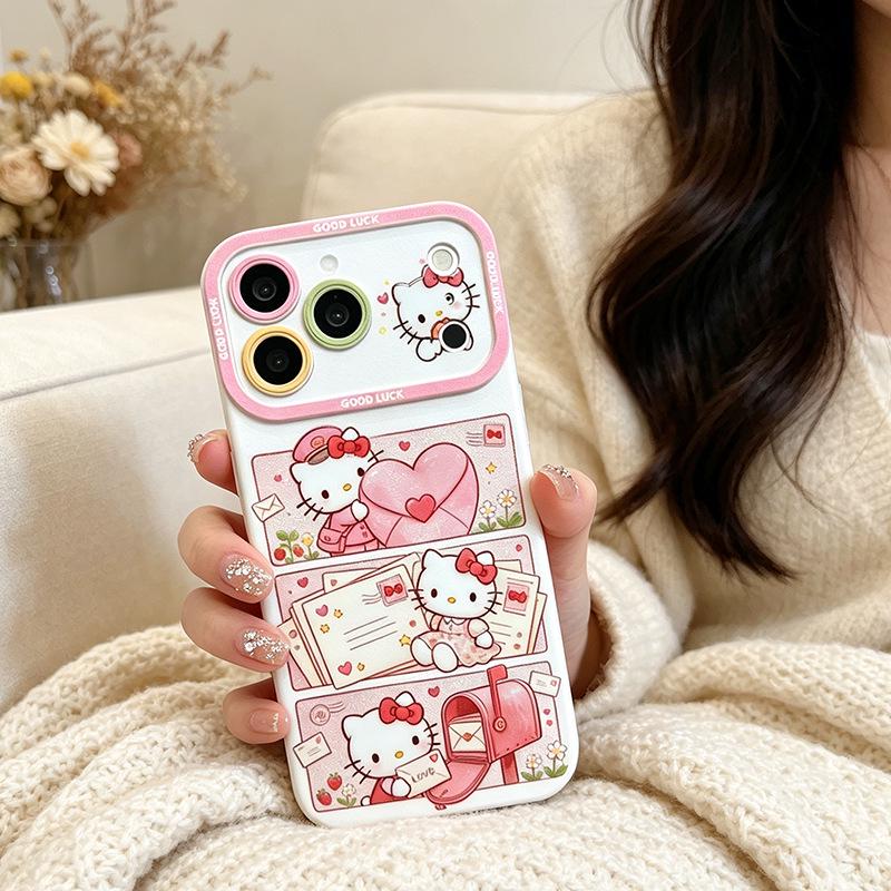2026 Glitter 6D Embossed KT Cat Case for Apple 17 Pro Max/16 Pro Max/15: Full Coverage, Creative & Soft