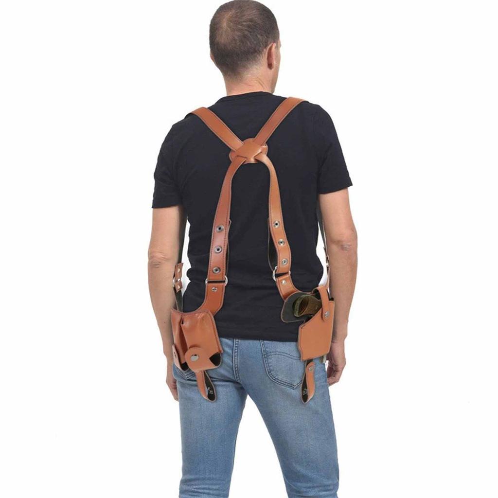 Leather Concealed Carry Shoulder Holster –  Underarm Universal G17 1911  Case with Magazine Bag for Outdoor Shooting and Hunting