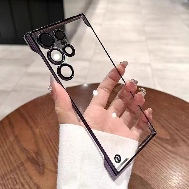 

Suitable for Samsung S25U Transparent Phone Cases, Hard Ultra-thin Electroplated Magnetic Adsorption, S24plus Borderless, S23 with Lens Film Samsung S25