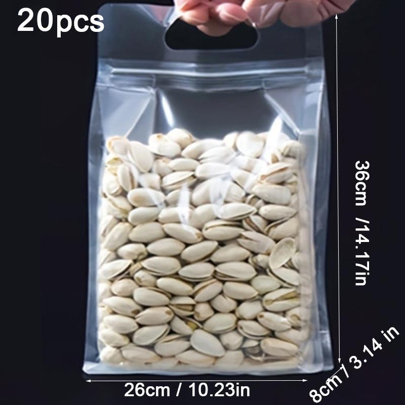 10/20pcs/Set Clear Plastic Zip Lock Handle Bag Food Nuts Candy Snack Packaging Pouches Resealable Household Sealed Bags