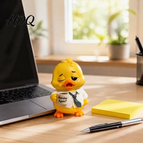Emotional Support Duck Figurine Figurine Resin Yellow Ornament Artistic Decoration Cute Statue for Home Office Desk Decor Ornament