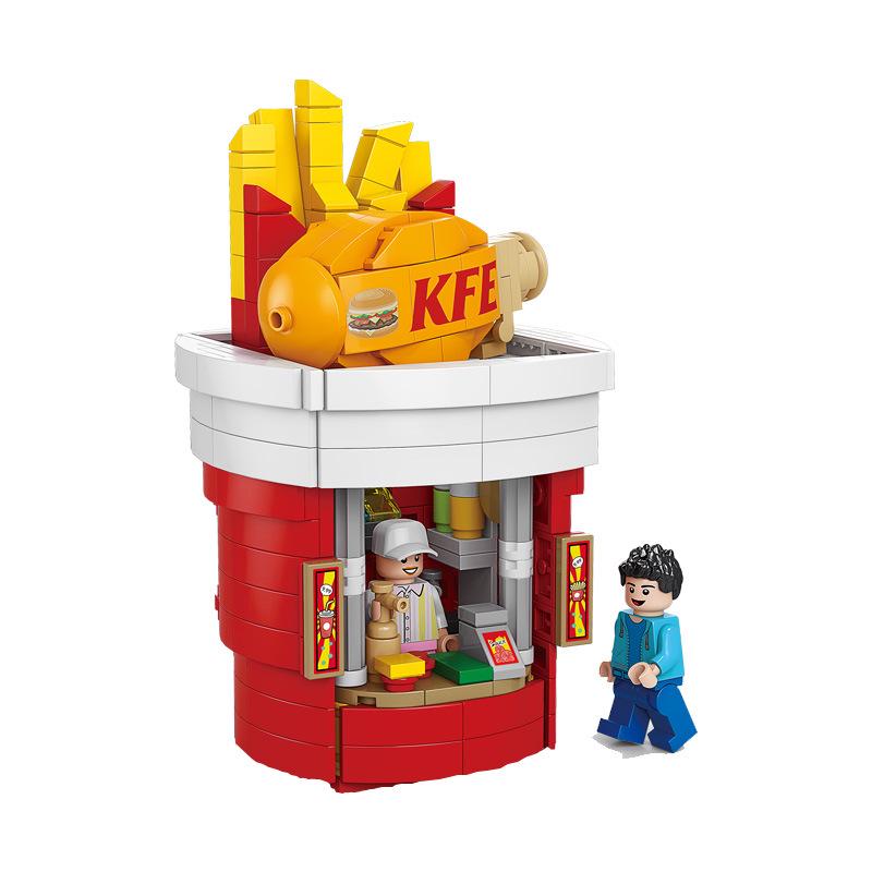 Lele Brothers Building Blocks: Children's Educational Street View Model Hamburger Shop Puzzle House Toy Gift