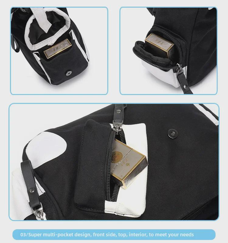 Anime Monster Hunter Patent Leather Canvas Backpack & Shoulder Messenger Bag