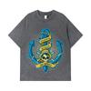 275 GSM Washed T-shirts 100% Cotton One Piece V35 Luffy Kaido Logo Print Unisex Heavy Cotton T Shirt