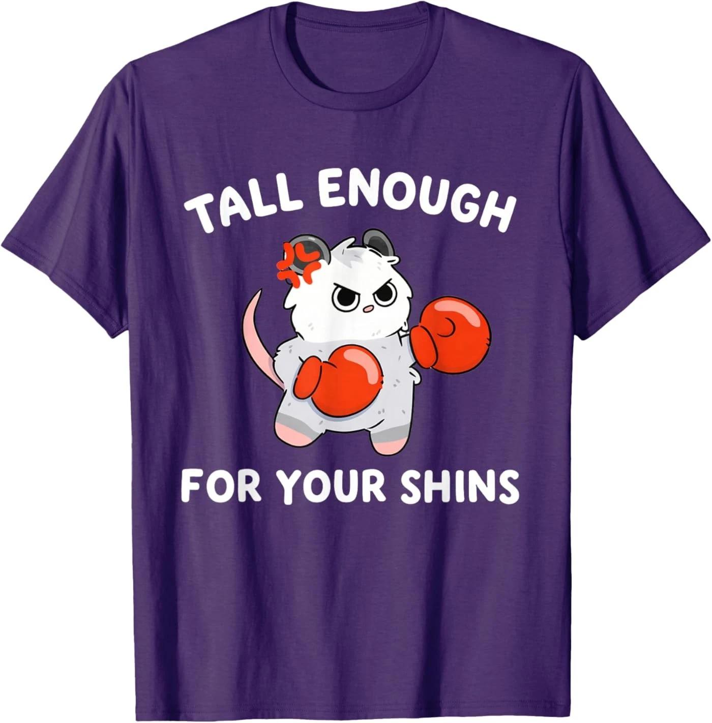 Tall Enough for Your Shins Funny Boxing Cat T-Shirt 2XL