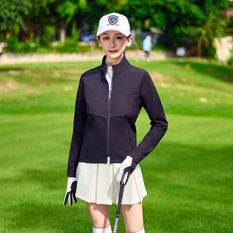 Women's Windproof Long Sleeve Golf Jacket - Autumn/Winter Sunscreen, Korean Style, Warm and Slimming Sportswear