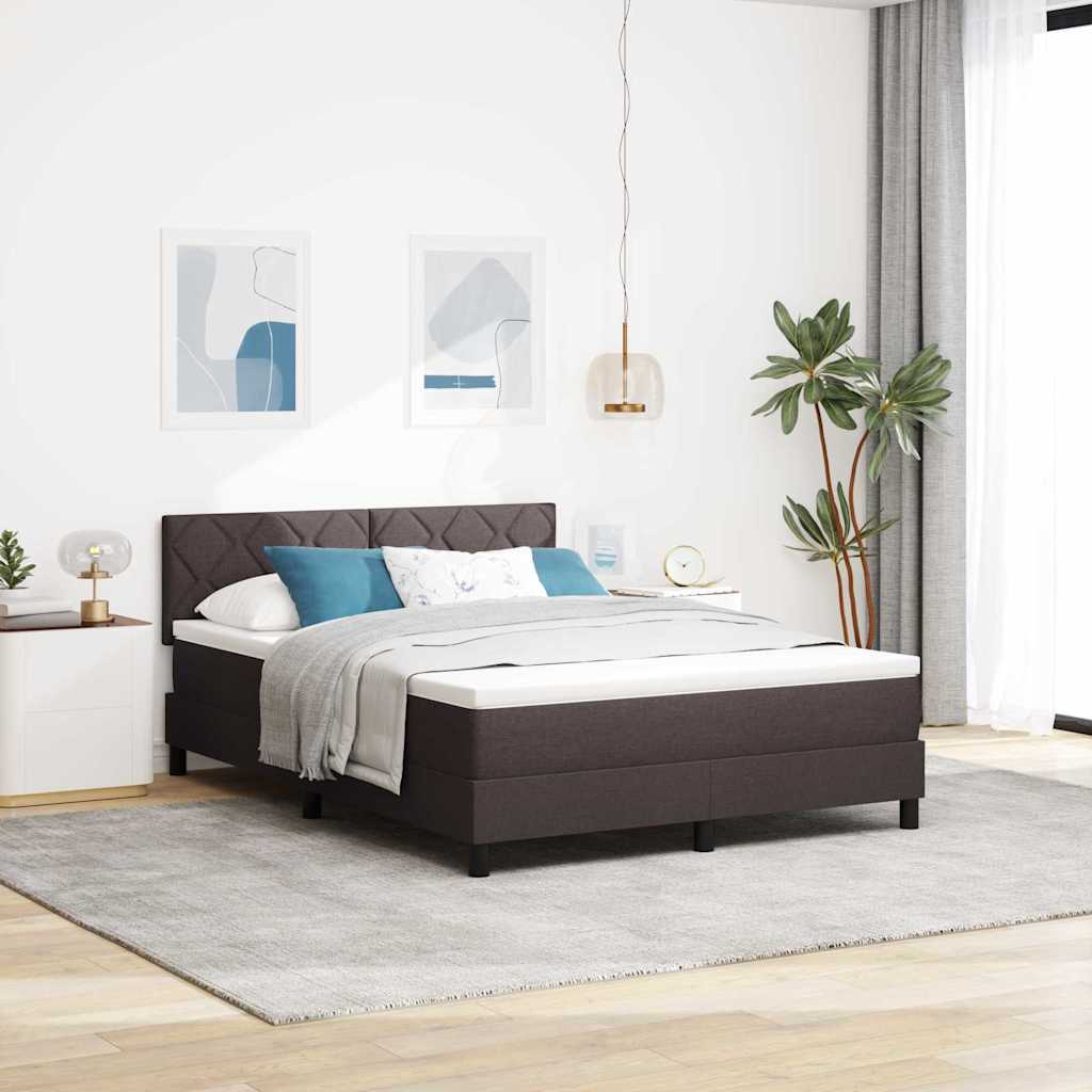 Boxspring Bed with Headboard Dark Brown 160 X 200 Cm Fabric