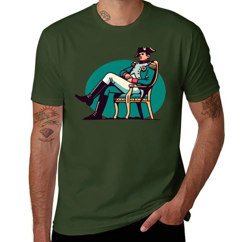 Napoleon Siting On Chair Drawing TShirt Cotton Graphic Tees New Edition Summer Top Anime Figures Mens Tshirts