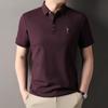 Polo cu mânecă scurtă casual, ușor și matur pentru bărbați, cu broderie, culoare uni, cu guler, brodat la bază