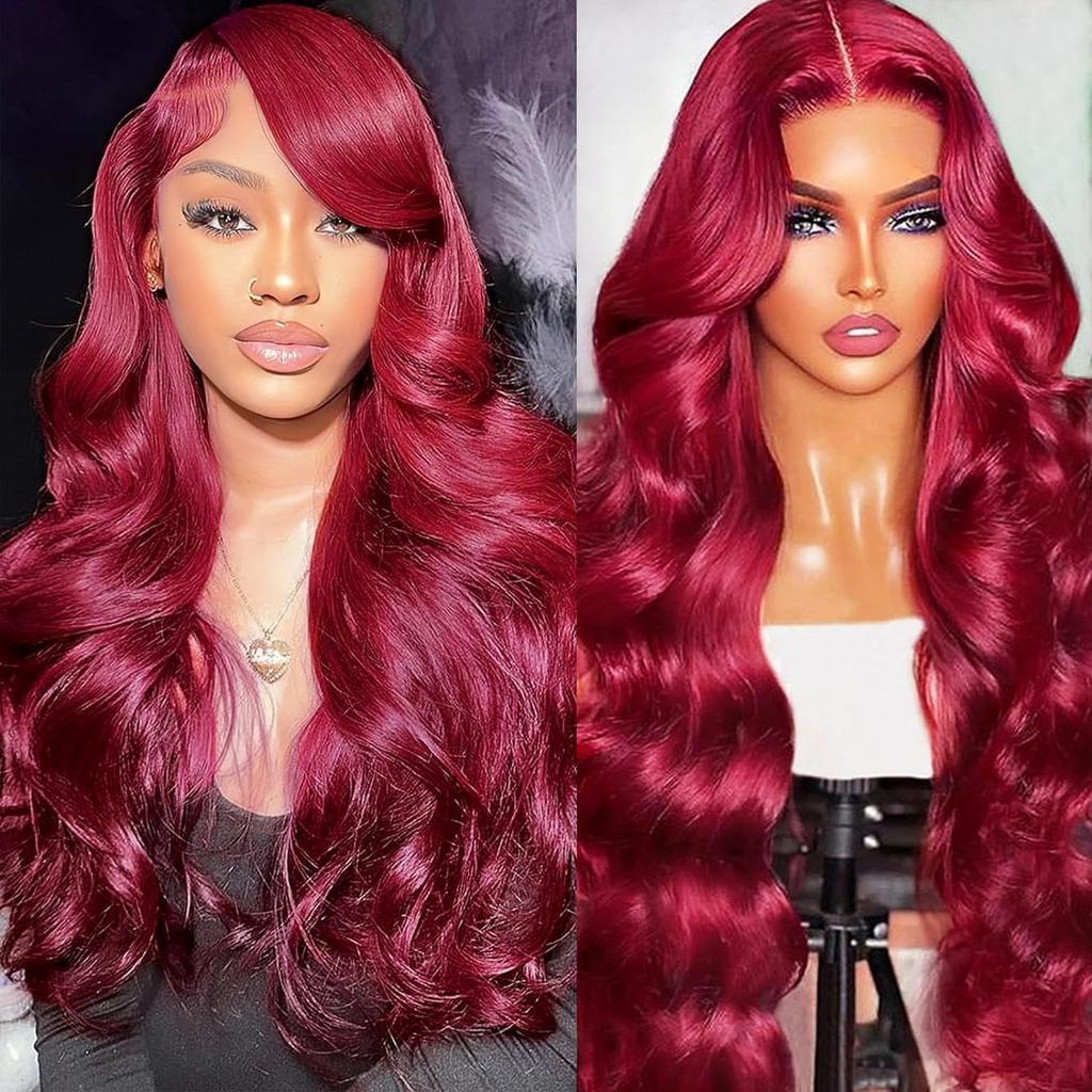 Perruque Lace Intégrale Cheveux Longs Bouclés Grandes Ondulations Couleur Vin Rouge pour Femmes Européennes Américaines Marron Foncé Résistante à la Chaleur Grande Taille de Casquette Base en Soie