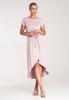 Asymmetrical Midi Dress - Dress With Tie - M1041 Pink Xl