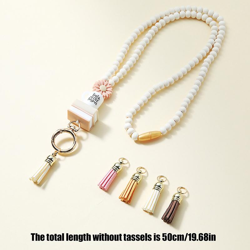 Lehrer Lanyard mit ID-Halter, Holzperlen-Lanyard für Schlüssel, Super süßes Boho Breakaway Lanyard für Frauen
