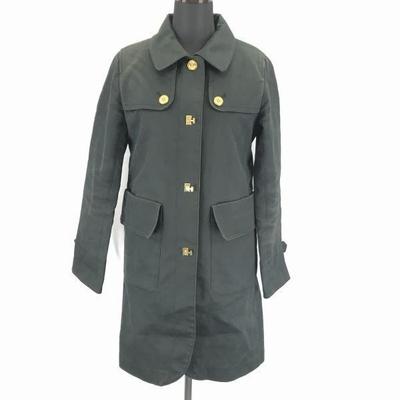 / Lined Cotton Long Coat / Outerwear [Women's S / Black] Checked Lining / TOMMY HILFIGER(USED)