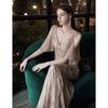 Annual Meeting Host Dress 1011 New Summer Champagne Style Temperament Fishtail Skirt Elegant Banquet Evening Dress
