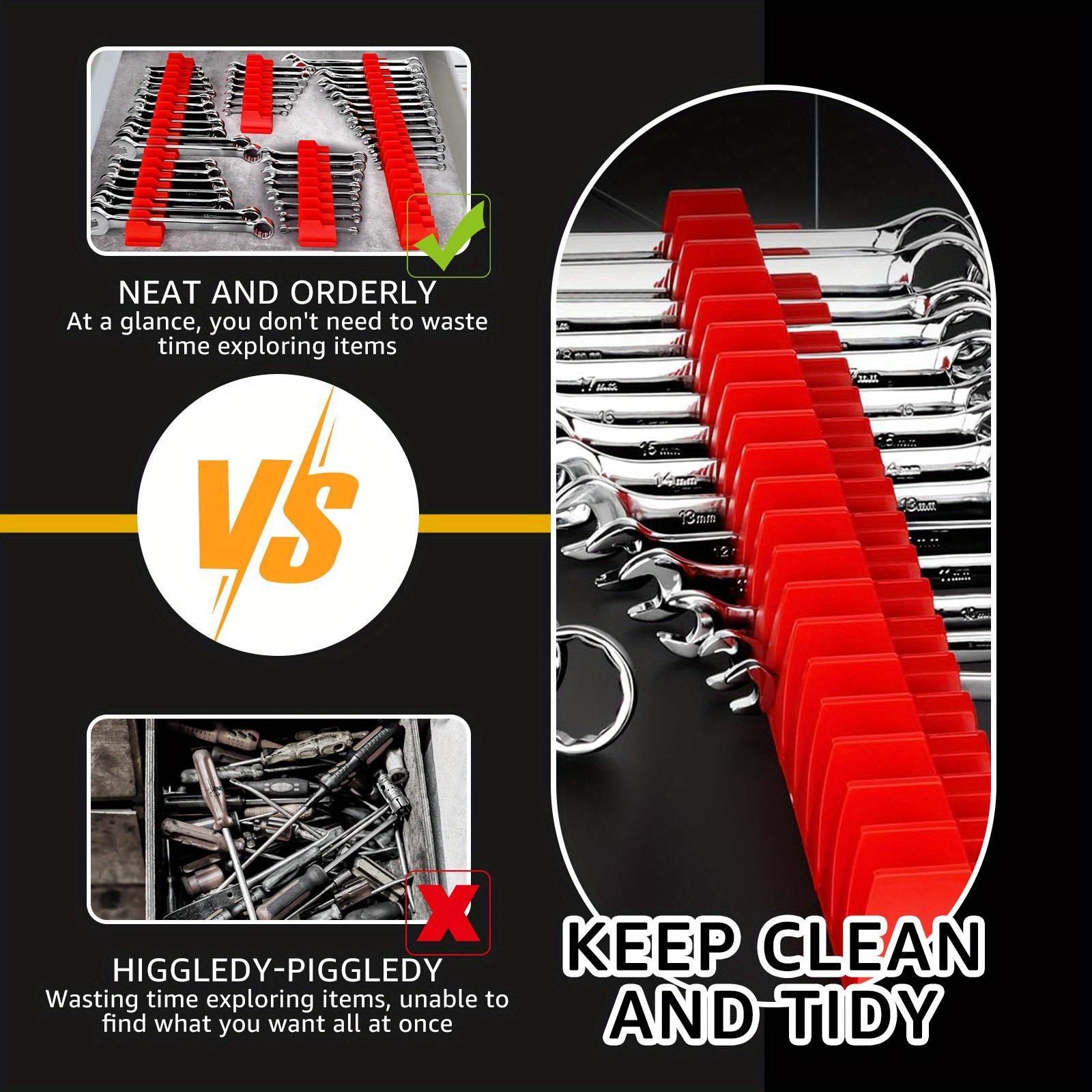 

23 PCS Magnetic Wrench Organizer Rack for Toolbox Magnetic Wrench Holder Wrenches Drawer Storage Shelf Compact ABS Wrench Holder 23pc красный