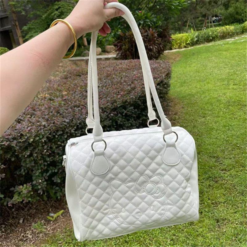 HelloKitty Tote Bag Boston Bag Cute Sweet Girl Soft Leather Single Shoulder Handbag Women Pillow Bag