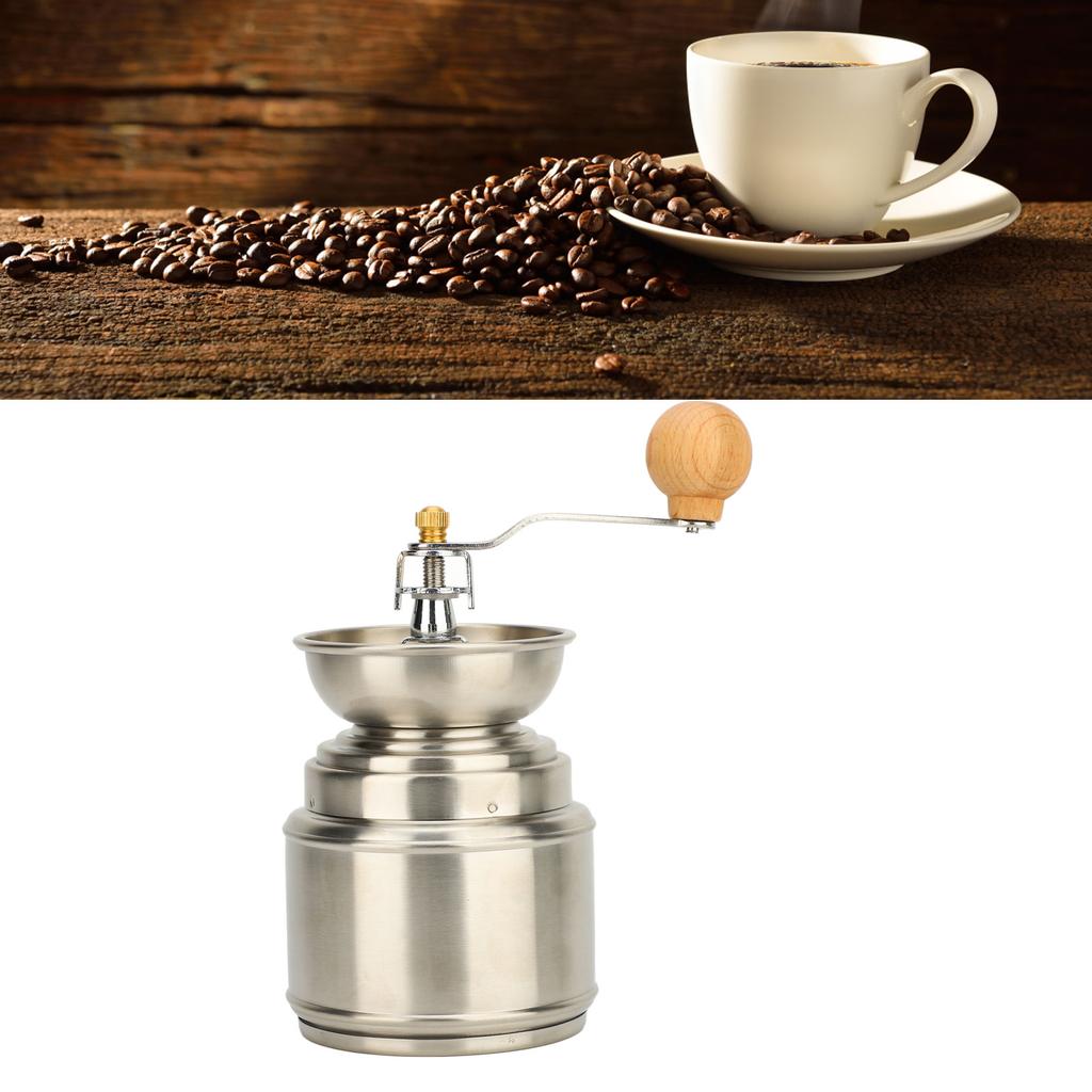 Manual Coffee Grinder Hand Coffee Bean Mill Stainless Steel Wood Hand Crank Mill for Home Use with Coarseness Easy to 2-8 Servings Ca