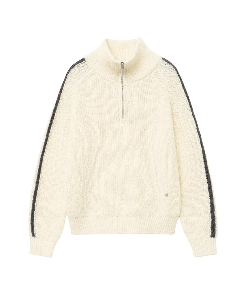 Malitteseupocheu Mouvement Half Zip-Up Sweater Ivory