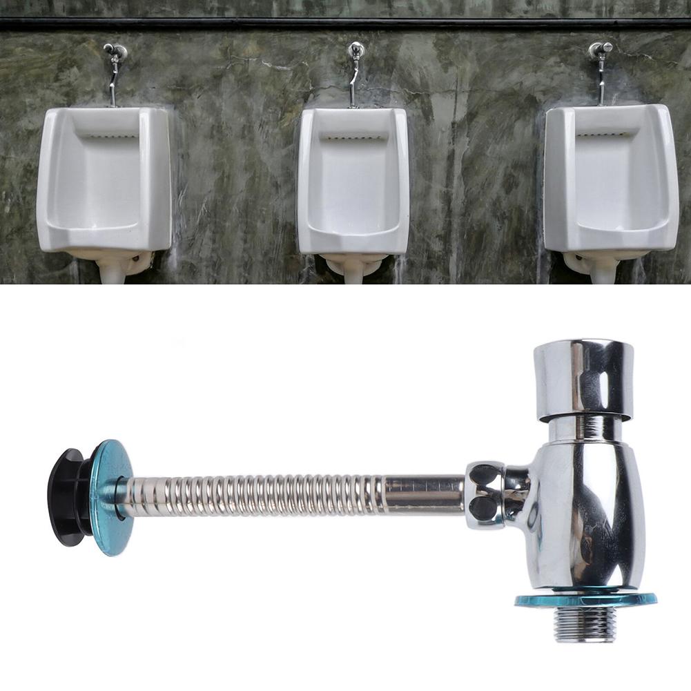 Flush Valve for Urinal with Manual Button Type and Delayed Automatic Shutoff for Water Efficient Public Toilet Systems