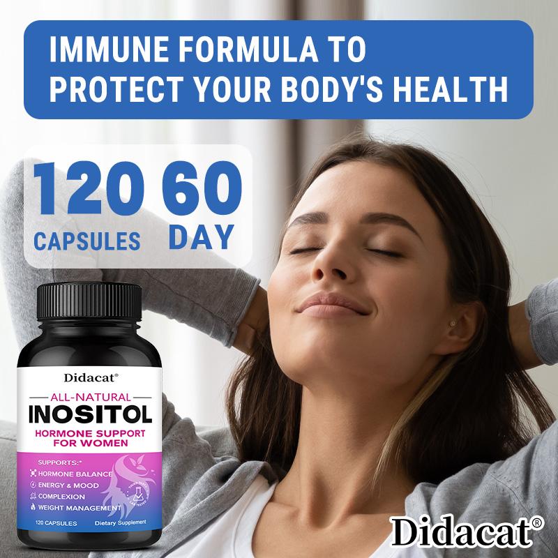 Inositol Dietary Supplement, With Vitamin C, Black Pepper Extract, Folate, 120 Capsules