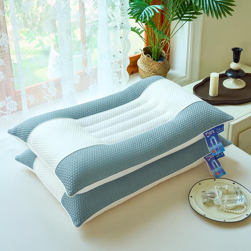 2025 Ice Silk Cool Bean Pillow Core for Adults & Students - Soft, Skin-Friendly Neck Support Low Pillow павлин голубой