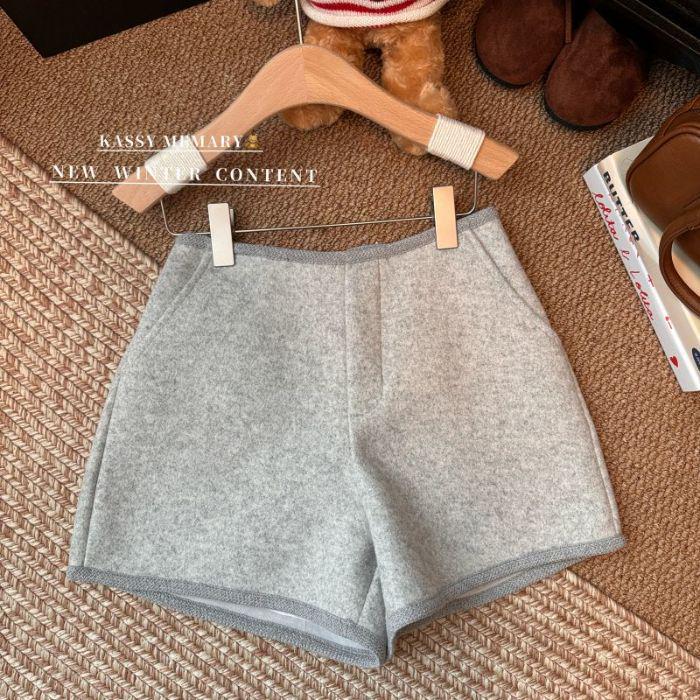 

Women s High-Waist Thickened Wool Bootcut Pants - Autumn Casual, A-line, Straight-Leg, Wide-Leg Design. Small