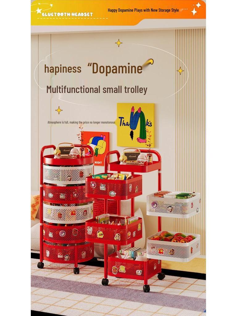 Mobile Floor-standing Storage Rack with Wheels for Bedroom, Living Room, Snacks, Essentials, and Vegetables