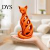Decorative Figurines for Living Room 3D Printed Spiral Cat Figurine, Hollow Modern Abstract Sculpture Small Table Decor Coffee Desk Shelf, Minimalist