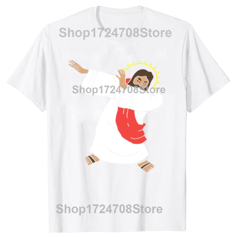 Lustiges Dabbing Jesus Klassisches Grafik-T-Shirt für Herren Damen Mode Lässiges T-Shirt 100% Baumwolle Locker Übergröße Weihnachts-T-Shirt