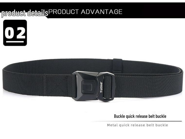 Men's Quick-Release Elastic Workwear Belt with Leather Trim