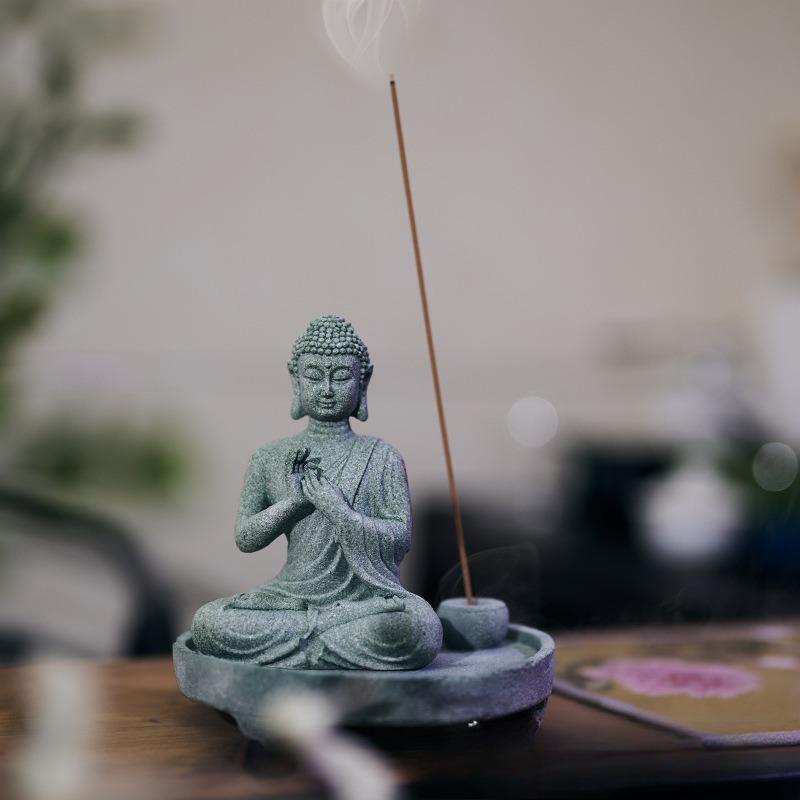 Meditating Buddha Statue Zen Incense Holder Home Decoration Garden Bonsai Aquarium Fish Tank Feng Shui Figurine Collection