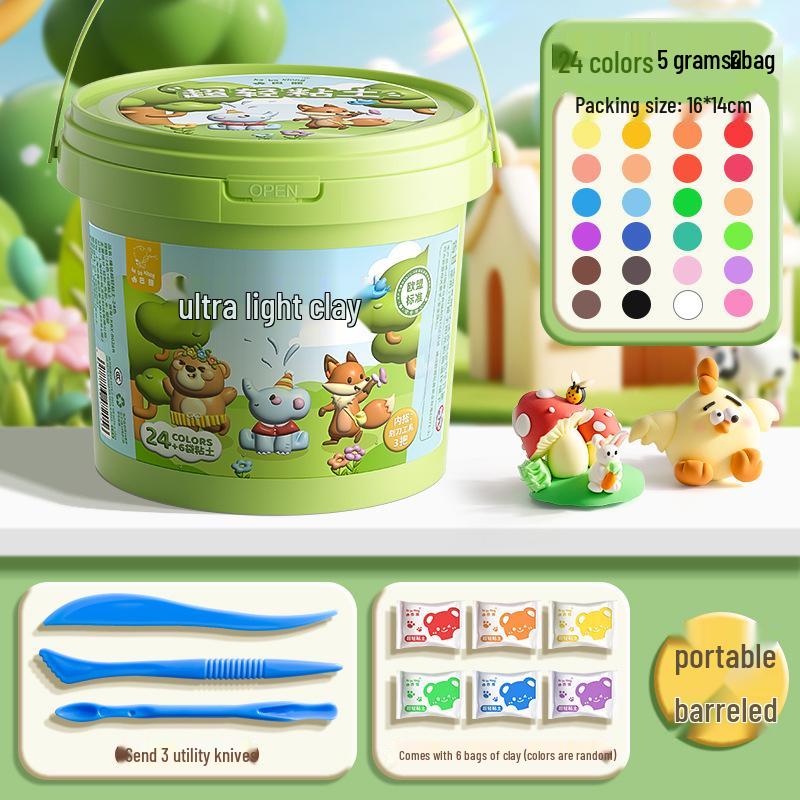 Kaba Bear Lightweight Non-Stick Colored Clay Set for Kids - Includes Safety Knife Tool for DIY Creations