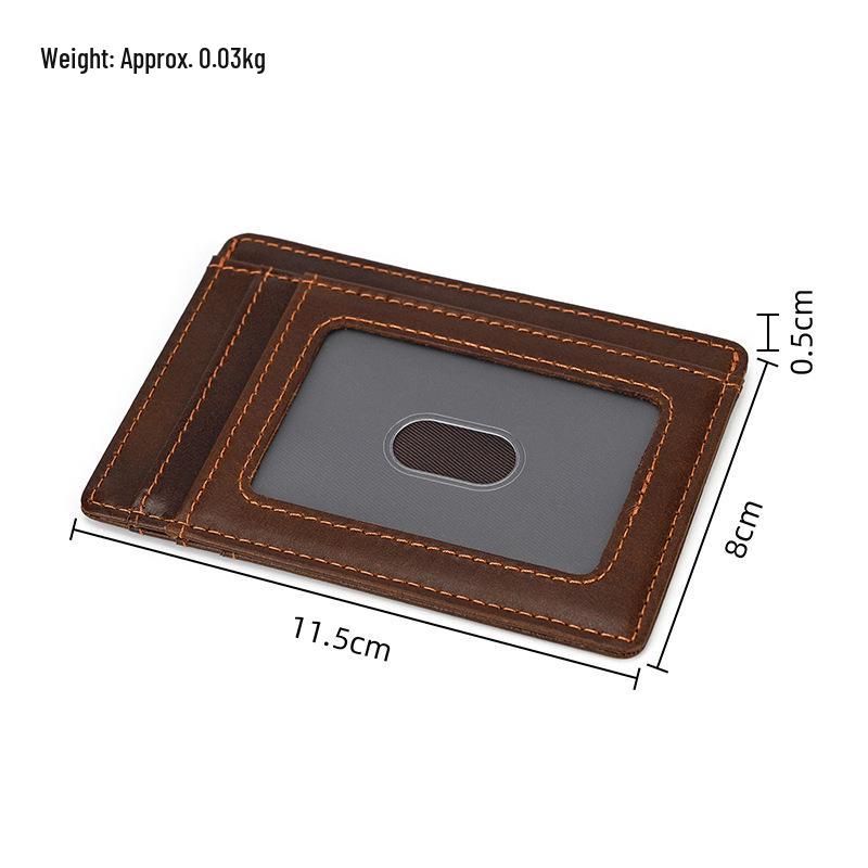 Genuine Leather Ultra-Thin Card Holder Wallet for Men & Women with Photo Slot and Dollar Clip