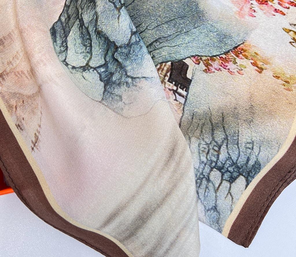 Thousand Miles Of Jiangshan Picture 100% Mulberry Silk Scarf Large Square Scarf Chinese Style Silk Scarf Shawl Spring And Autumn Send Mom