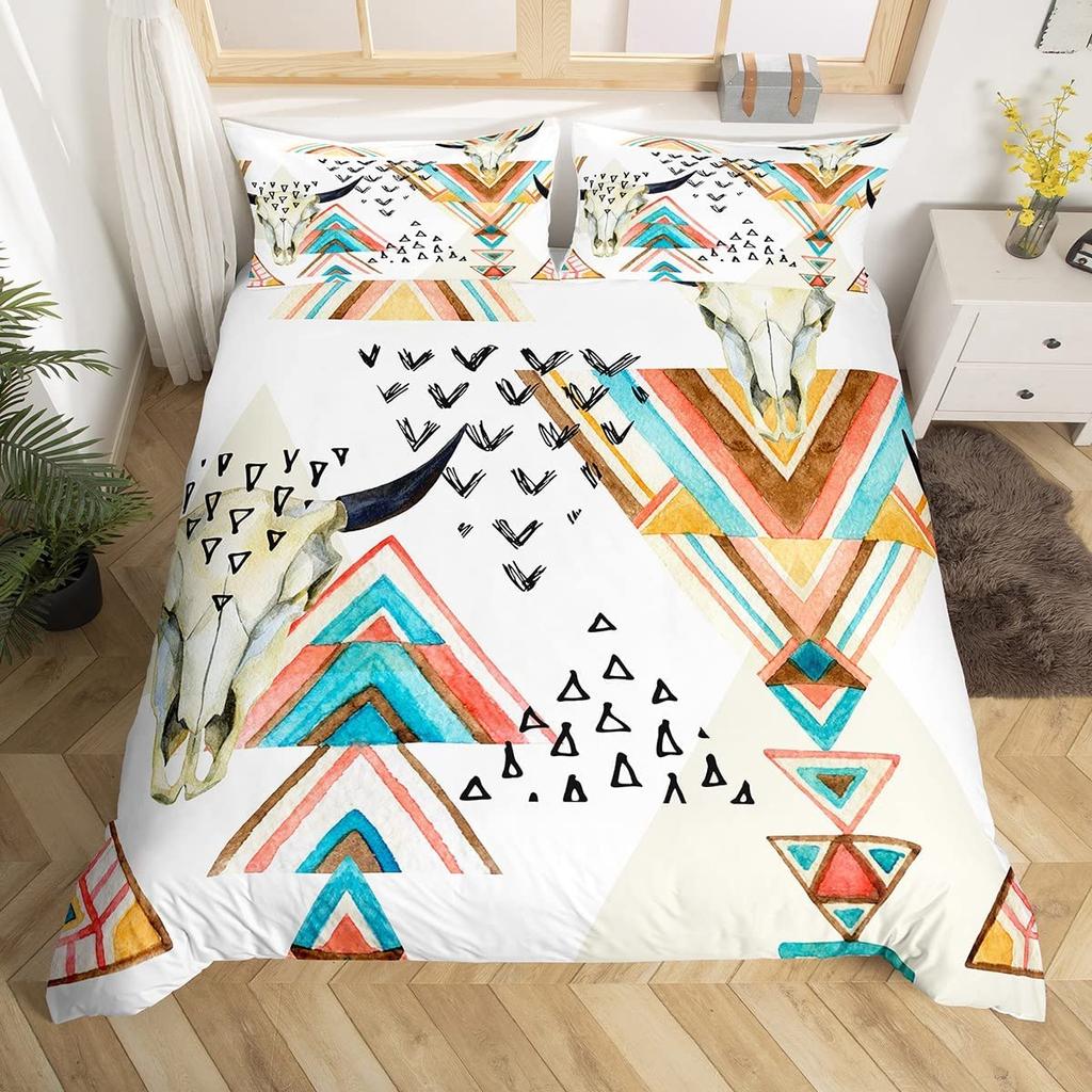 Zestaw poszwy na kołdrę Czaszka Owcy Rozmiar King Queen Zestaw pościeli Pióro Łapacz Snów Mikrofibra Fioletowy Fale Morskie Łódź Pokrowiec na kołdrę