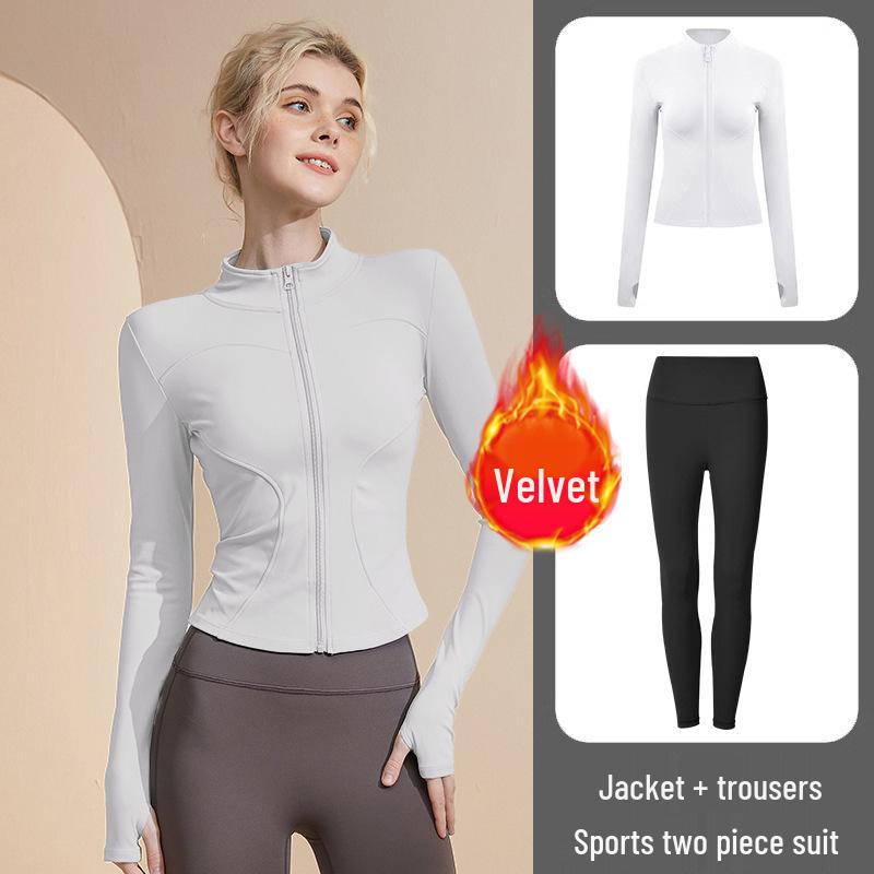 Women's Long Sleeve Sports Yoga Jacket - Stand Collar Cardigan for Running, Fitness, and Pilates