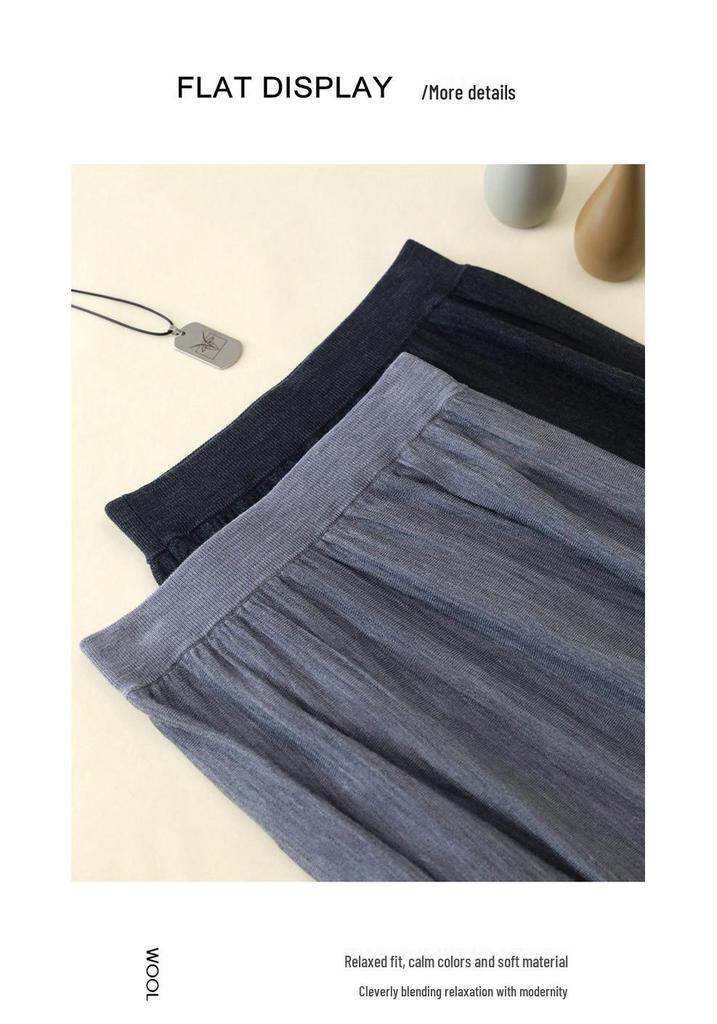 Le Kasha Fine Wool Women's Long Dress - Machine Washable, Autumn/Winter High-End Umbrella Skirt