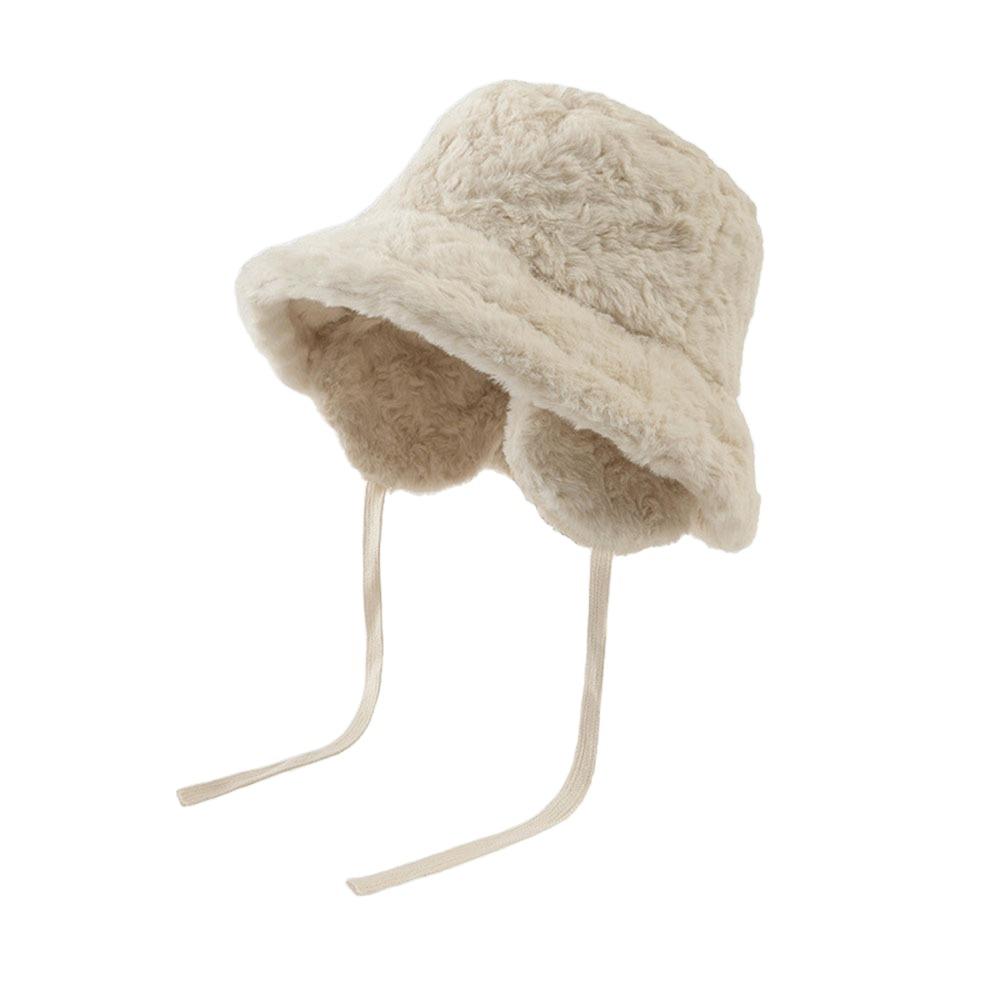 

Ветрозащитная шапка с защитой ушей, мягкая плюшевая шапка, зимняя шапка-бини для женщин бежевый