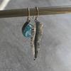 Vintage Silver Color Waterdrop Leaf Blue Stone Carving Dangle Earrings for Women Jewelry