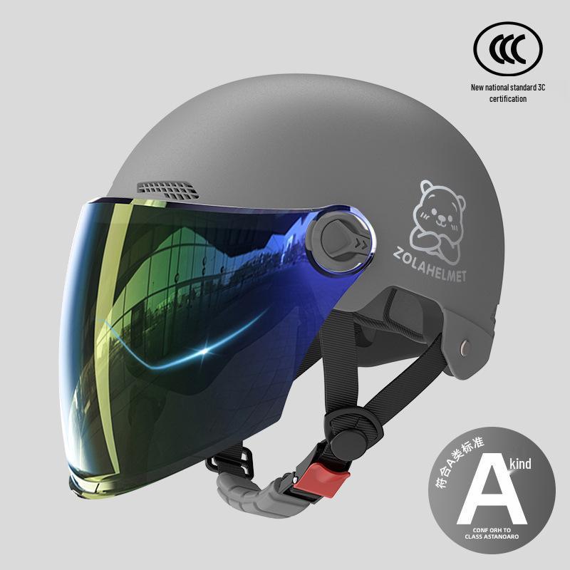 Women's Bear Head Electric Scooter Half Helmet with Sun and Ear Protection, Lightweight, Ventilated, and Warm for Winter.