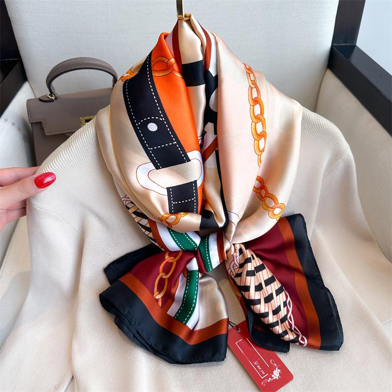 New Four Seasons Available New Silk Large Size Thin Outer Wear Neck Protection Scarf Sunscreen Warm Beach Towel For Women