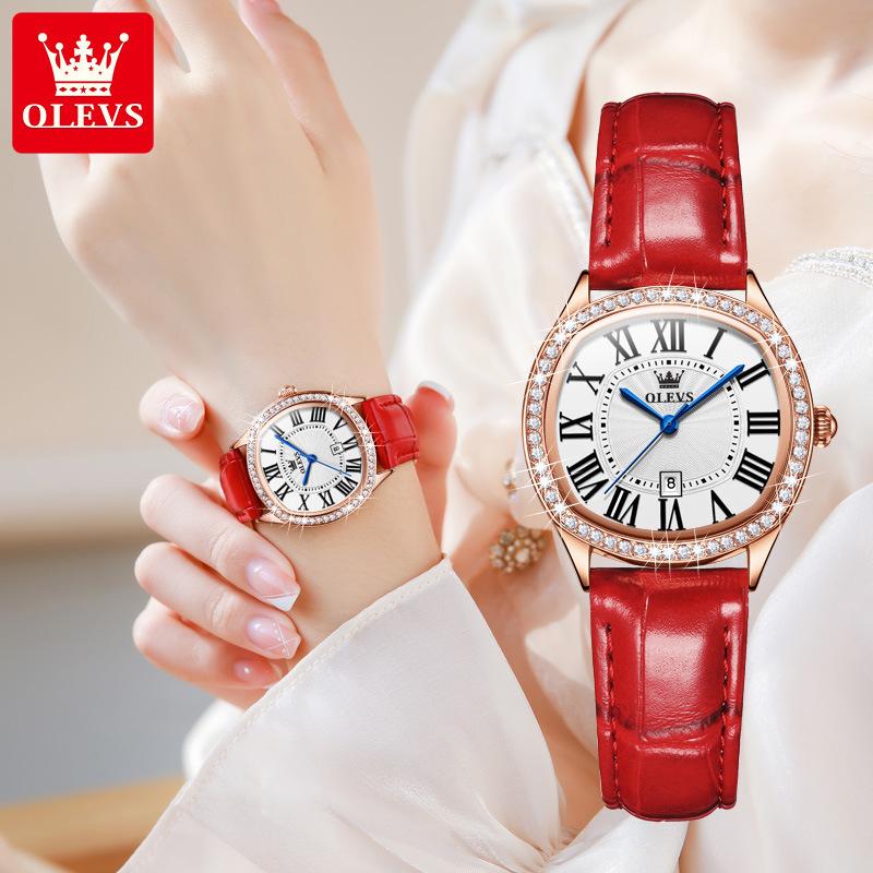 OLEVS Brand Watch Barrel-shaped Diamond-encrusted Shi Ying Ladies Watch Ladies Watch