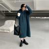 Hooded sweater dress women's autumn and winter new loose and thin medium and long knee thick knitted skirt large size top